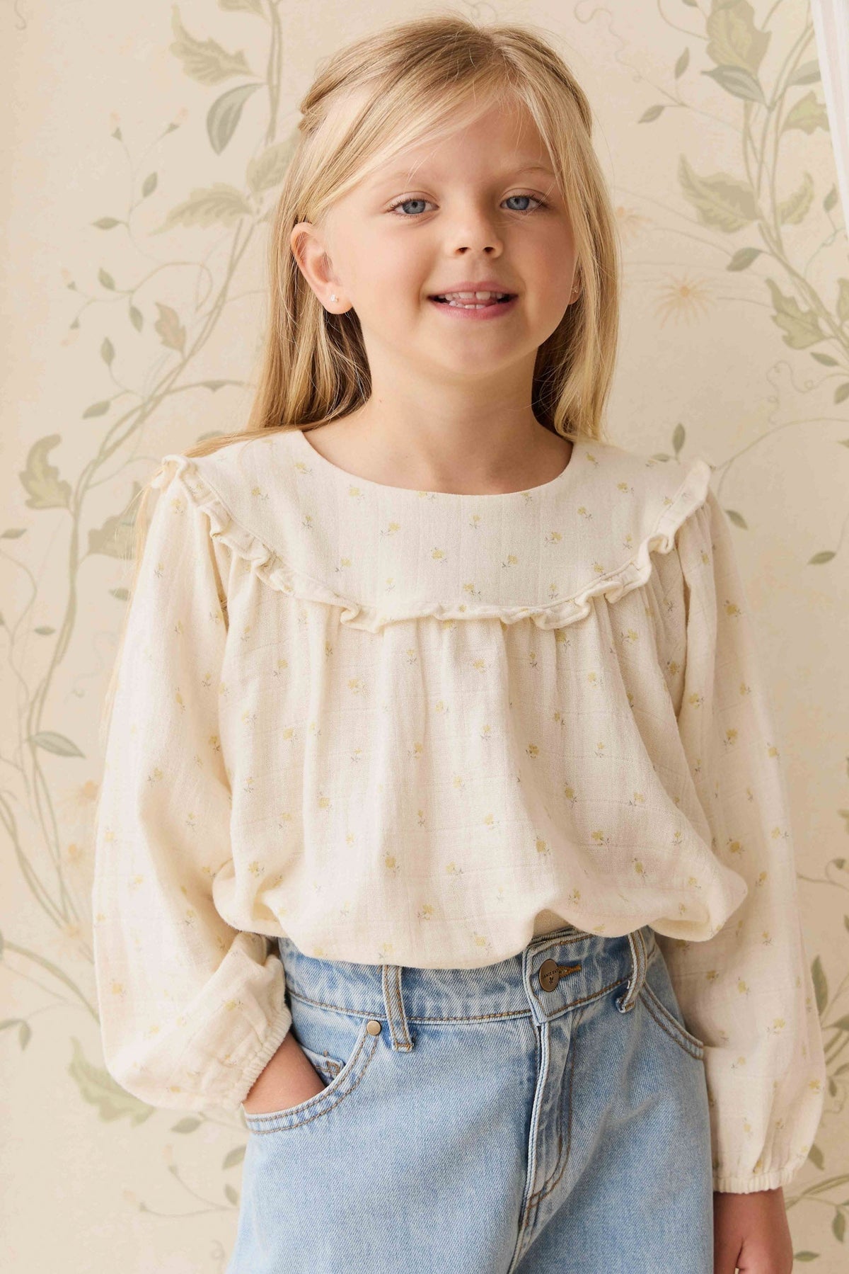 Organic Cotton Muslin Amira Blouse - Vintage Ditsy - image 5