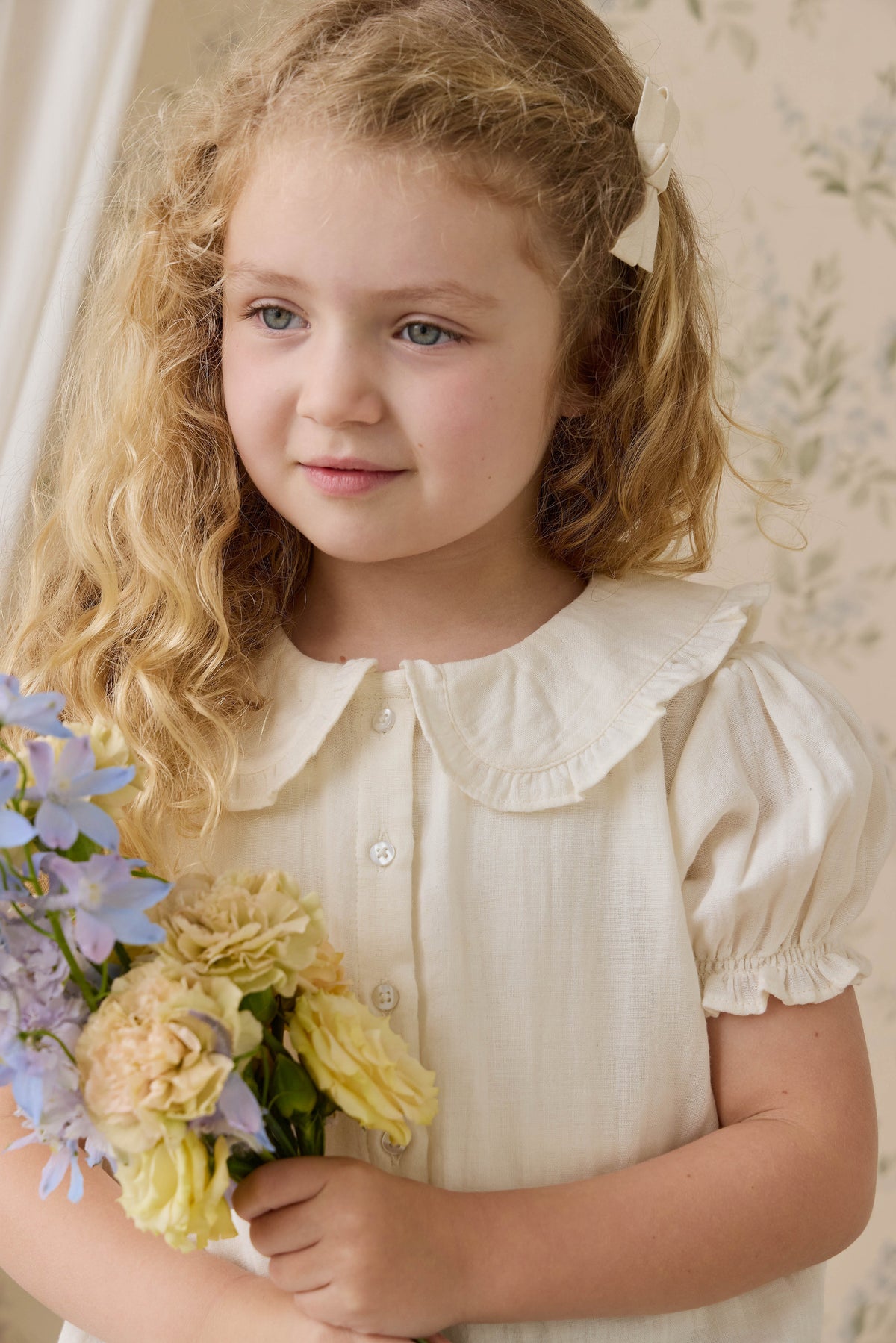 Organic Cotton Muslin Bowie Blouse - Parchment - image 1