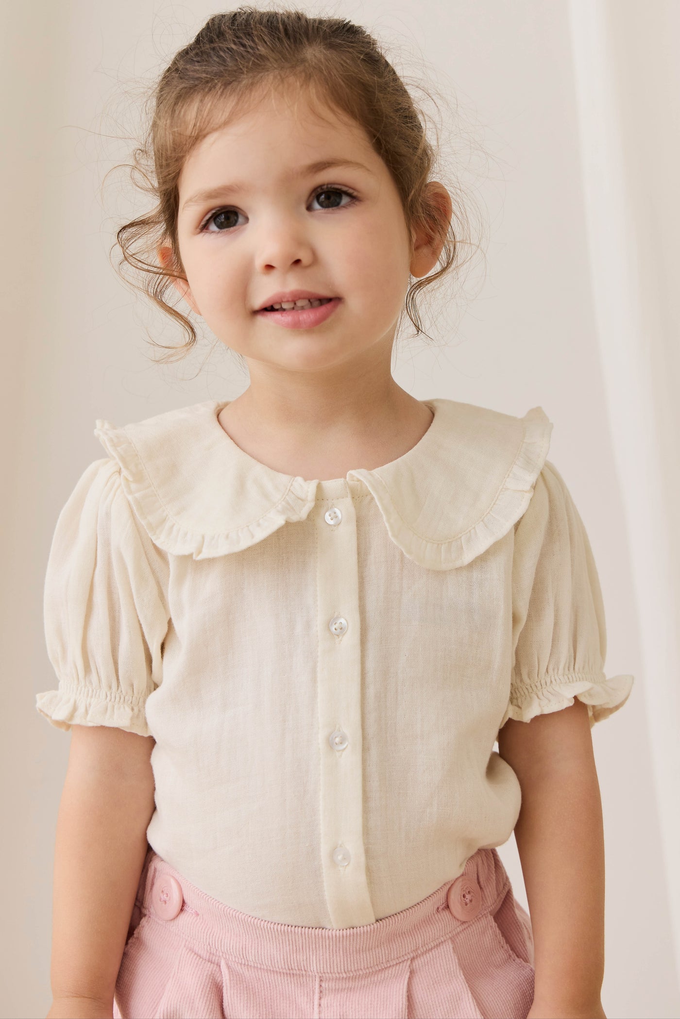 Organic Cotton Muslin Bowie Blouse - Parchment