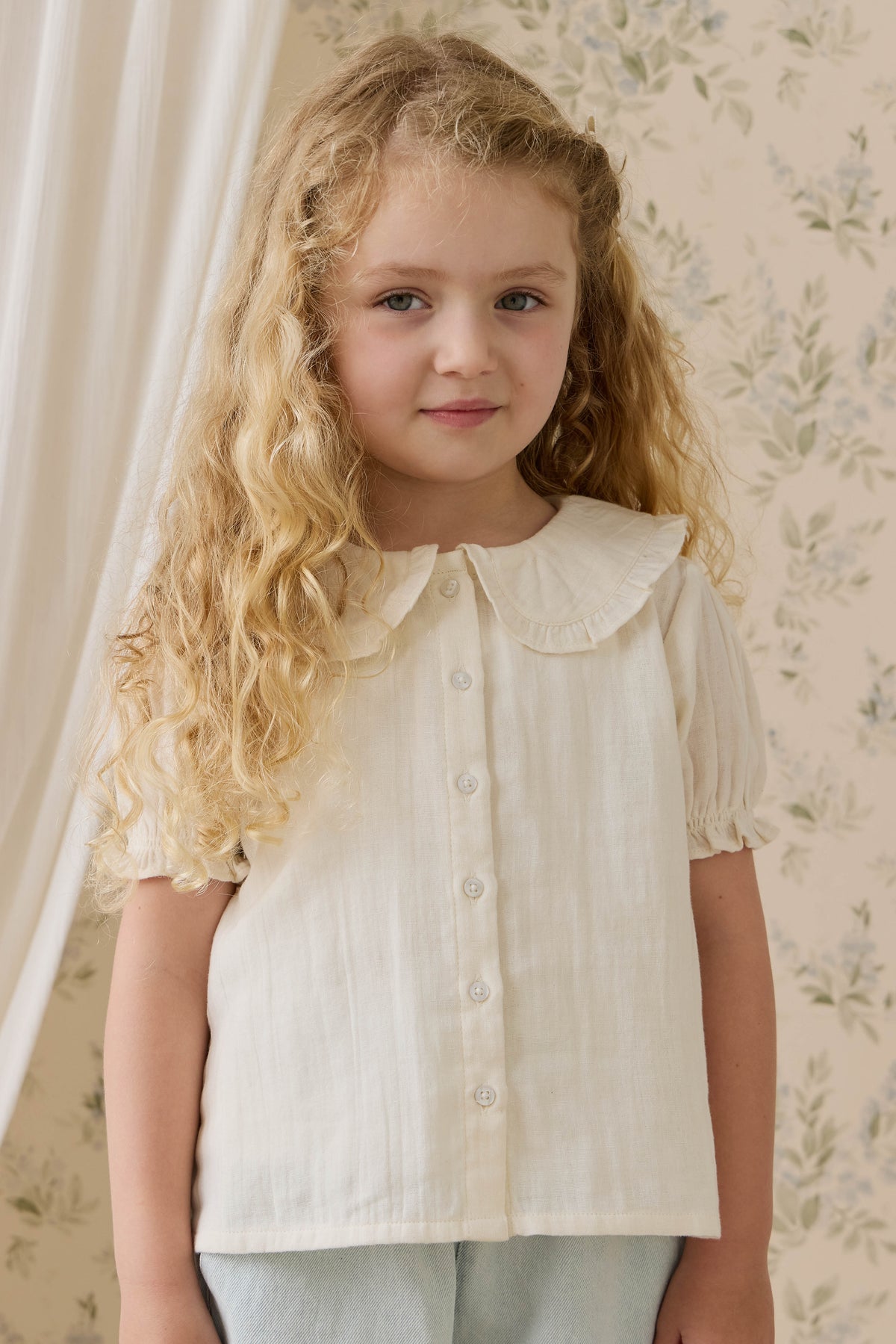 Organic Cotton Muslin Bowie Blouse - Parchment - image 5
