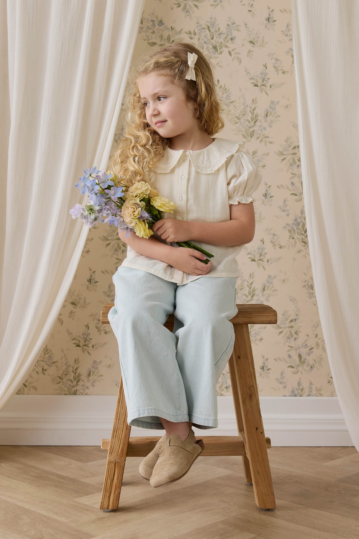 Organic Cotton Muslin Bowie Blouse - Parchment - image 6