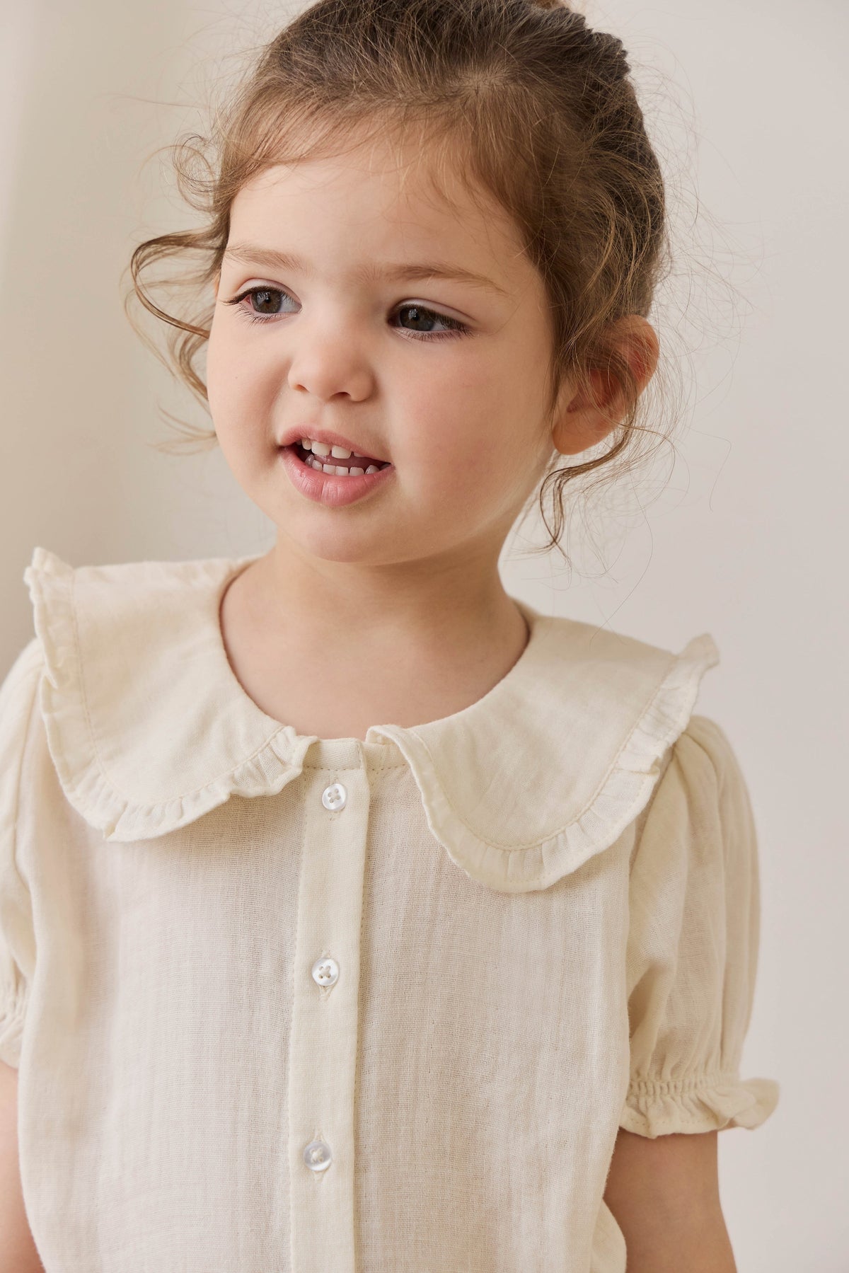 Organic Cotton Muslin Bowie Blouse - Parchment - image 9