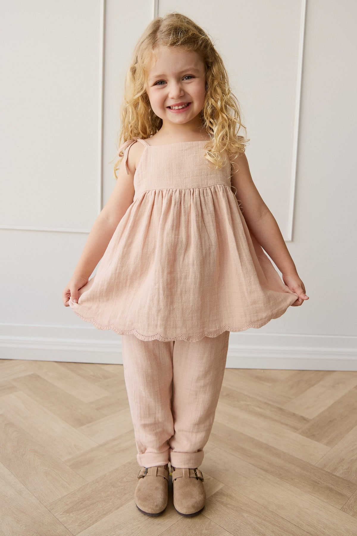 Organic Cotton Muslin Briella Top - Chalky Pink - image 1