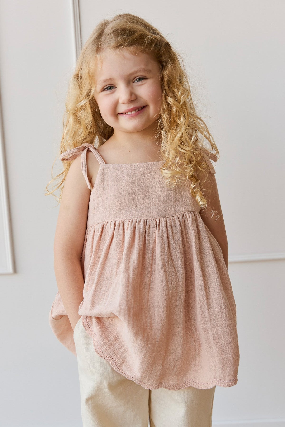 Organic Cotton Muslin Briella Top - Chalky Pink - image 3