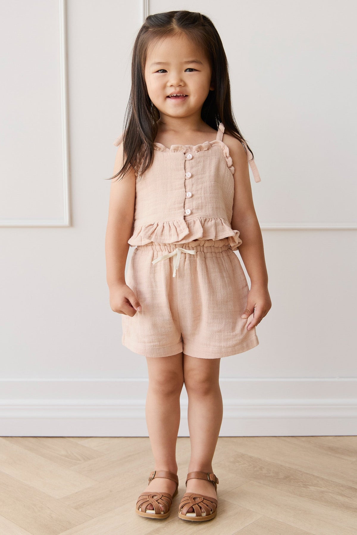 Organic Cotton Muslin Elodie Short - Chalky Pink - image 1