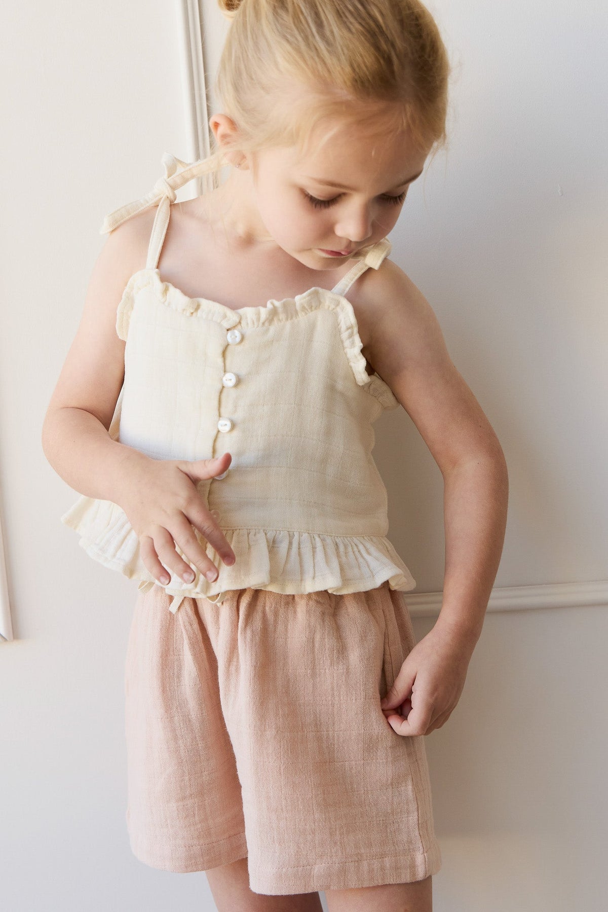 Organic Cotton Muslin Elodie Short - Chalky Pink - image 3