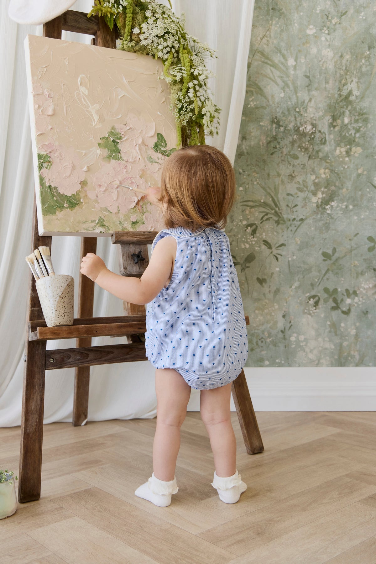 Organic Cotton Wisteria Playsuit - Mon Amour Stripe Indigo - image 11