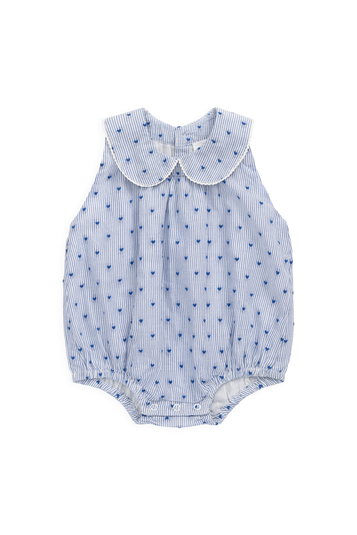 Organic Cotton Wisteria Playsuit - Mon Amour Stripe Indigo - image 2