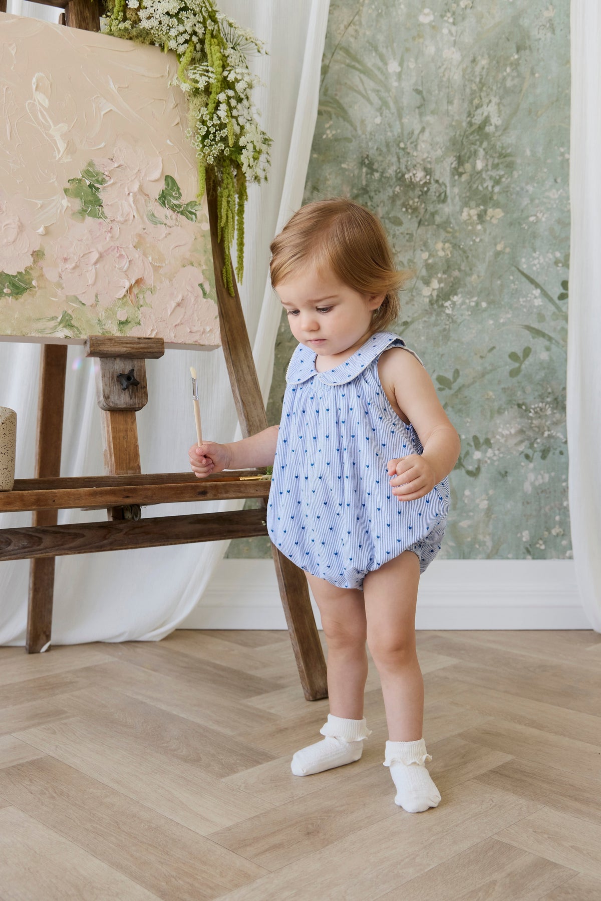 Organic Cotton Wisteria Playsuit - Mon Amour Stripe Indigo - image 6