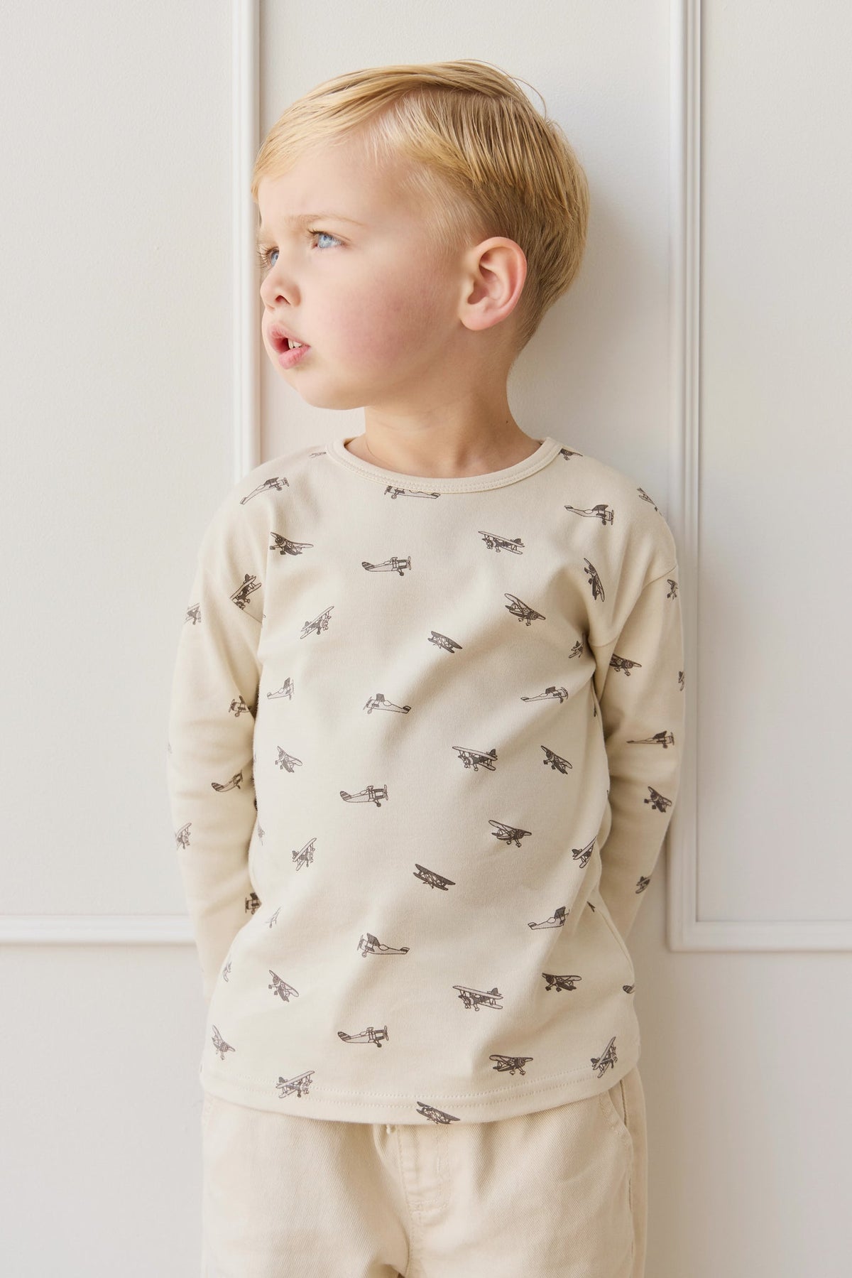 Pima Cotton Arnold Long Sleeve Top - Avion Oat - image 1