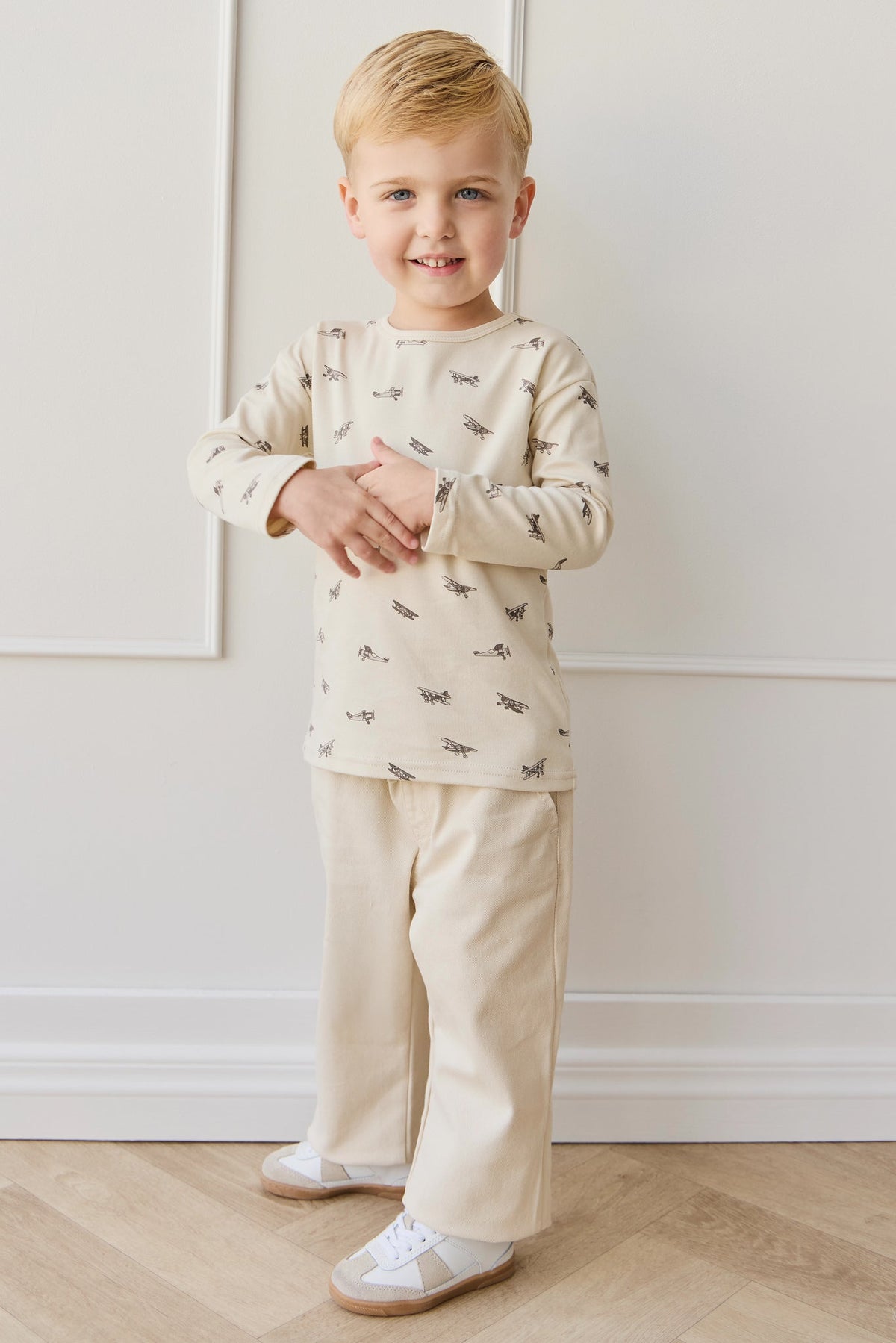 Pima Cotton Arnold Long Sleeve Top - Avion Oat - image 4