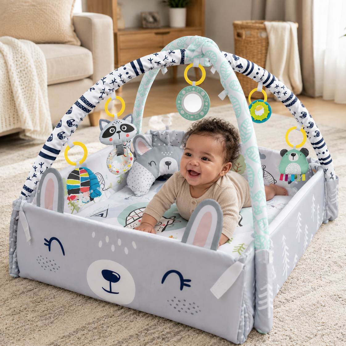 Montessori Multifunctional Baby Playmat with Safety Fence - view 4