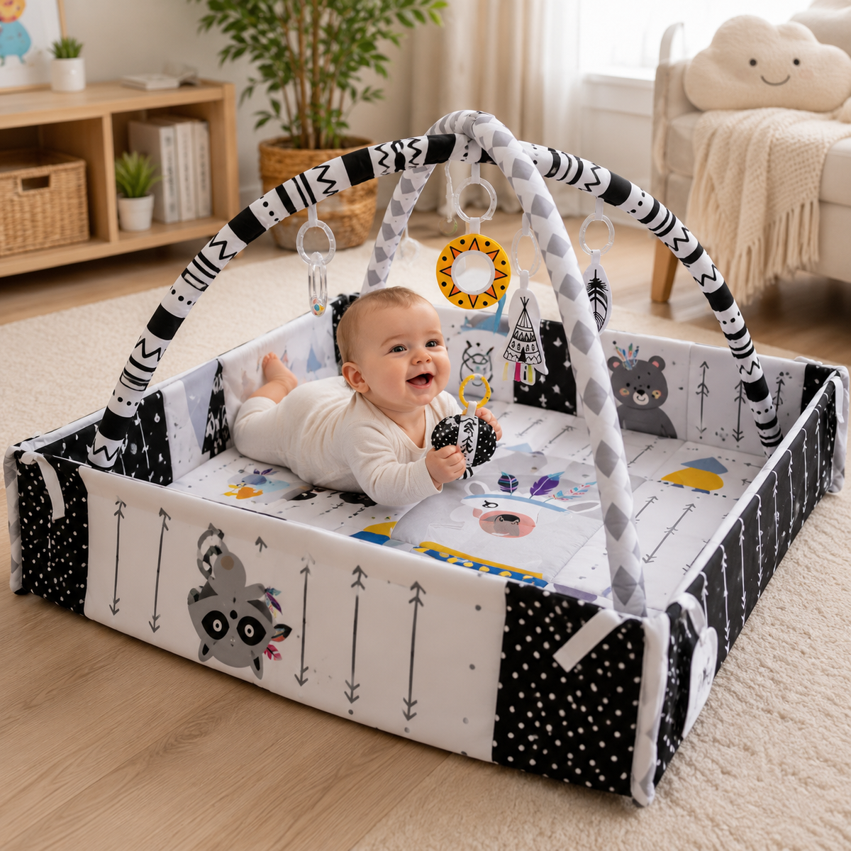 Montessori Multifunctional Baby Playmat with Safety Fence - view 5