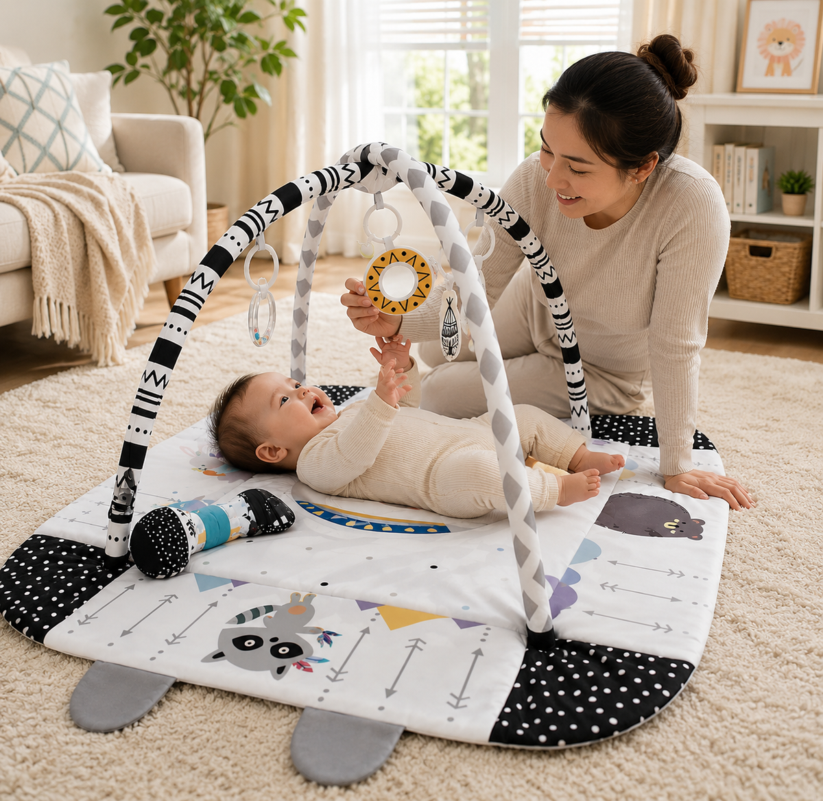 Montessori Multifunctional Baby Playmat with Safety Fence - view 6