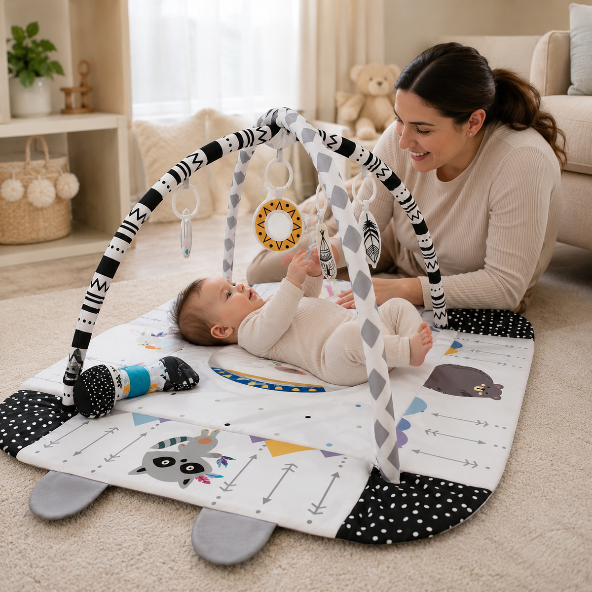 Montessori Multifunctional Baby Playmat with Safety Fence - view 7