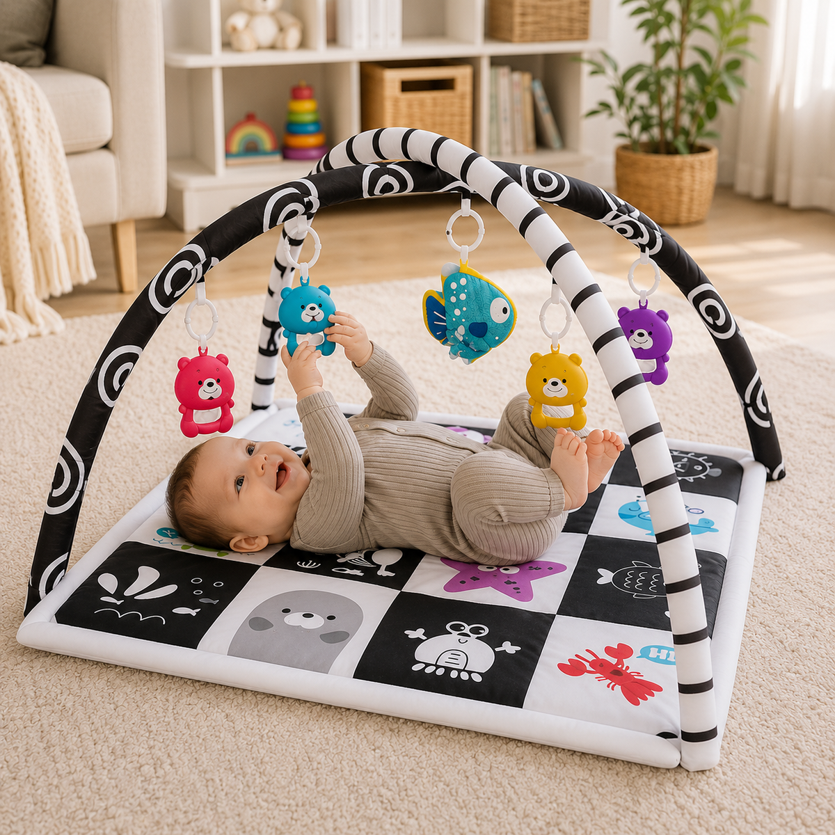 Montessori Multifunctional Baby Playmat with Safety Fence - view 9